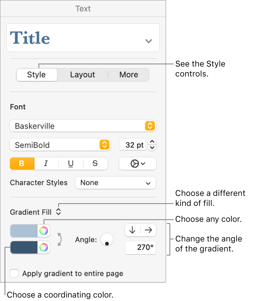 Controls for choosing predesigned colors or any color.