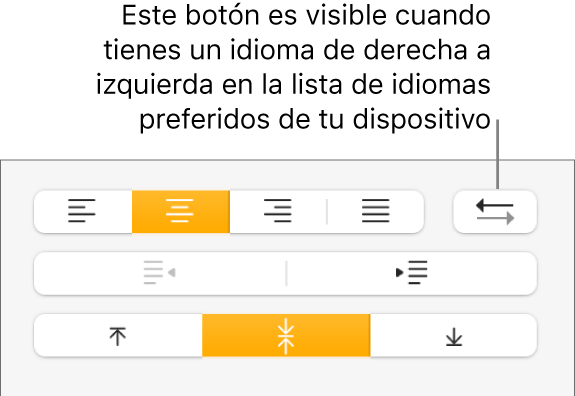El botón “Dirección del párrafo” en la sección Alineación de la barra lateral Formato.
