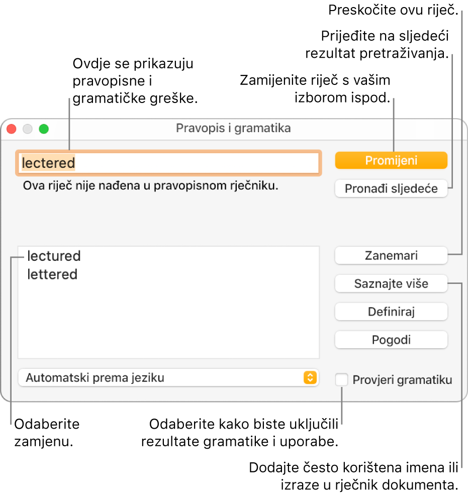 Prozor Pravopis i gramatika.