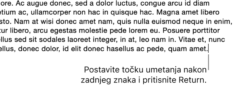 Točka umetanja nalazi se nakon točke u zadnjoj rečenici paragrafa.