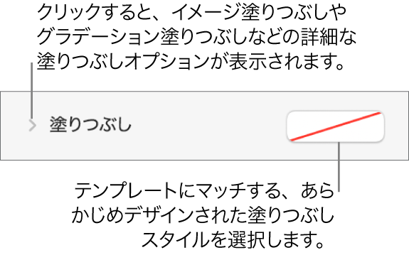 塗りつぶしカラーを選択するためのコントロール。