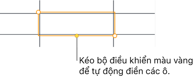 Ô đã chọn có bộ điều khiển màu vàng mà bạn có thể kéo để tự động điền ô.