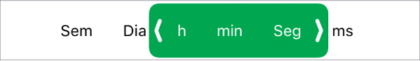 Controles para formatação de células por durações de tempo.