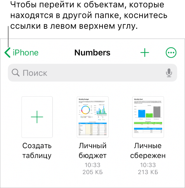 Менеджер таблиц для iPhone.