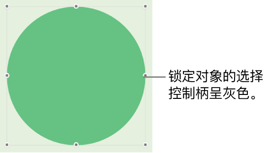 包含灰色选择控制柄的锁定对象。