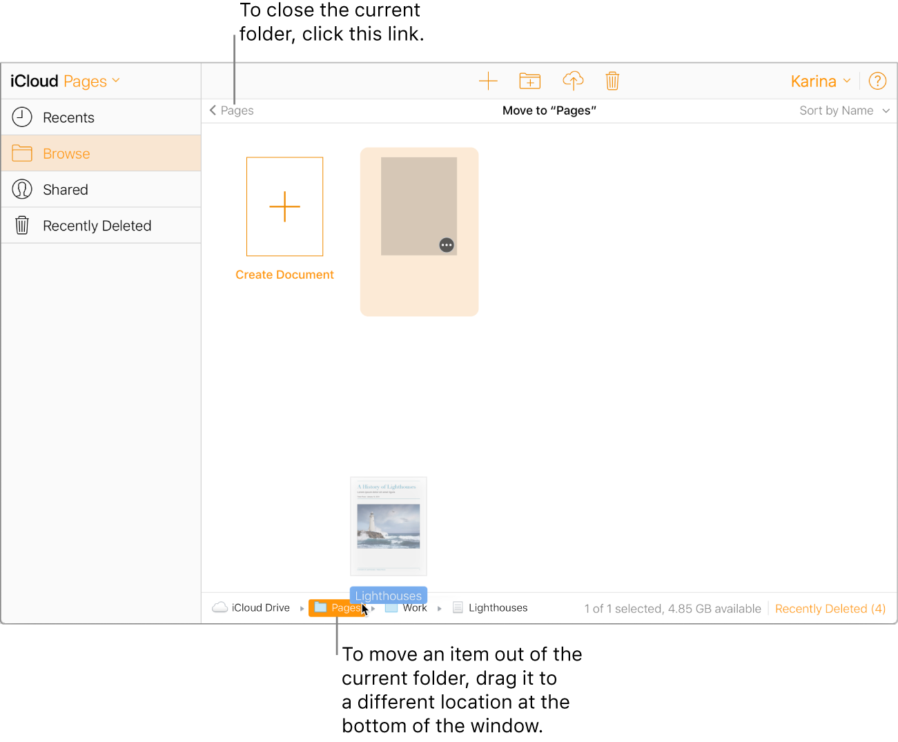 create a folder in documents