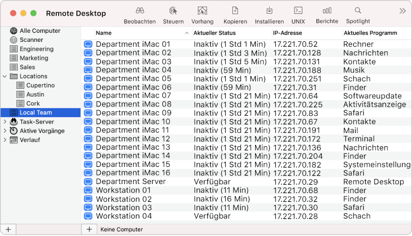 Sie können Computerlisten erstellen, um sie effektiver zu verwalten.