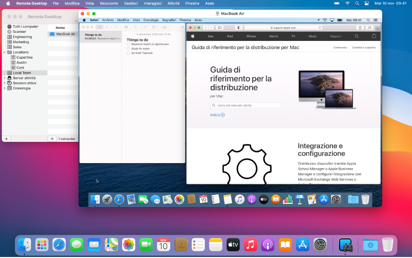 Puoi visualizzare diversi schermi e controllarli uno alla volta.