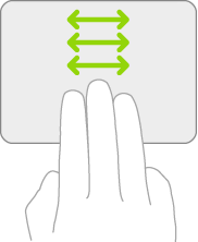 En illustration, der viser den bevægelse på et pegefelt, der bruges til skifte mellem åbne apps.