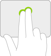 En illustration, der viser den bevægelse på et pegefelt, der bruges til sekundært klik.