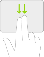 Una ilustración que muestra el gesto de abrir la función de búsqueda desde la pantalla de inicio en un trackpad.