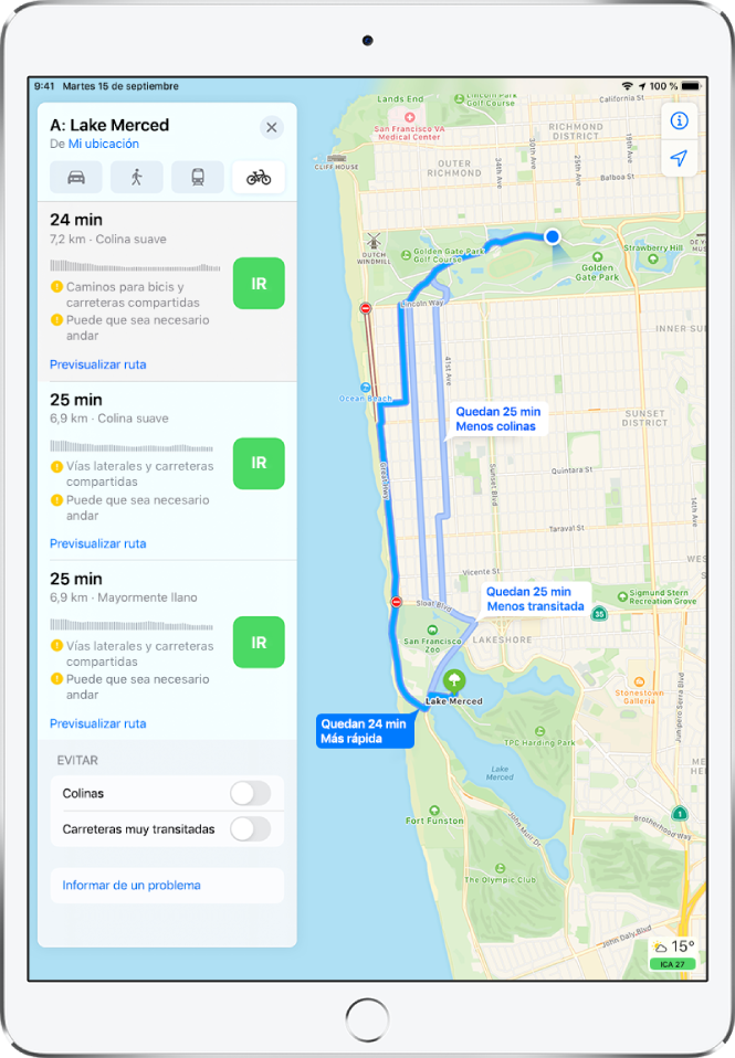 Obtener Indicaciones Para Ir En Bici Desde Tu Ubicacion Actual En Mapas En El Ipad Soporte Tecnico De Apple