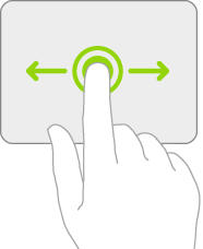 Una ilustración que muestra el gesto de arrastrar un ítem en un trackpad.