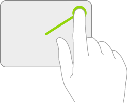 Ilustração do gesto para abrir a central de controlo no trackpad.