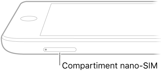 Vedere laterală a iPad-ului, cu explicație pentru compartimentul nano-SIM.