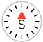 ikona šípky kompasu ukazujúcej na azimut nula stupňov