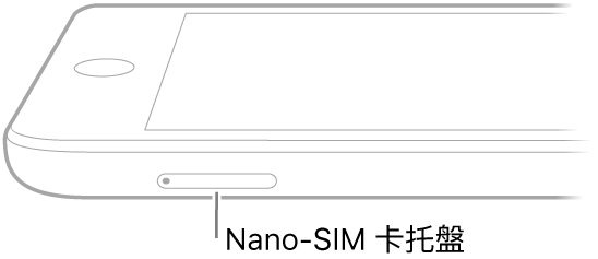iPad 側面圖例，說明文字指向 nano-SIM 卡托盤。