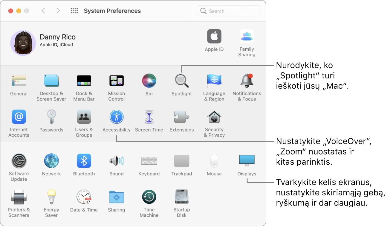 Langas „System Preferences“.