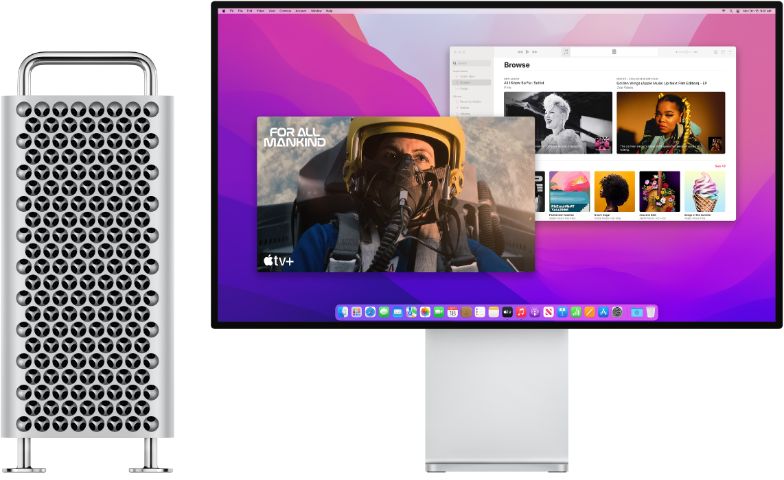 ‏Mac Pro ו-Pro Display XDR זה לצד זה.