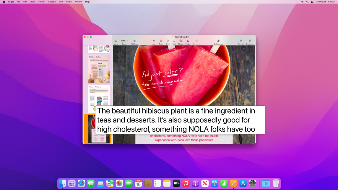 The Hover Text feature is active and shows enlarged text in a new window.