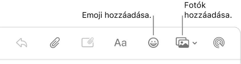 A szerkesztés ablak, melyben az emoji és fotók gombok láthatók.