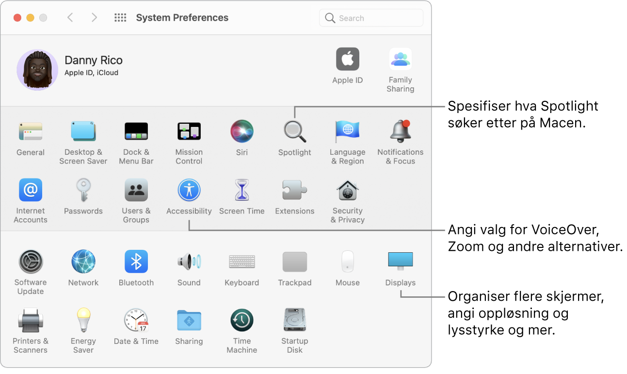 Systemvalg-vinduet.