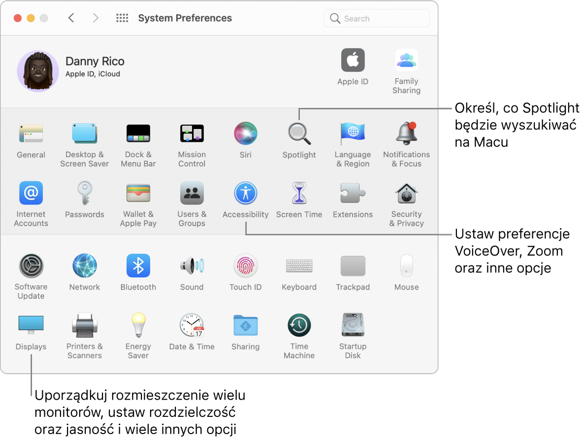 Okno Preferencji systemowych.