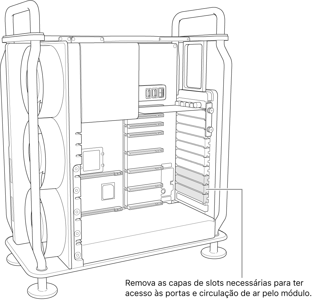 Remova qualquer capa de slot necessária para ter acesso à porta e circulação de ar através do módulo.