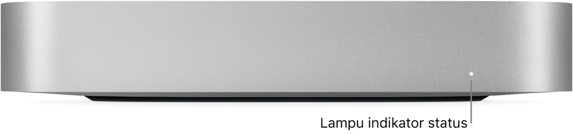 Bagian depan Mac mini menampilkan lampu indikator status.
