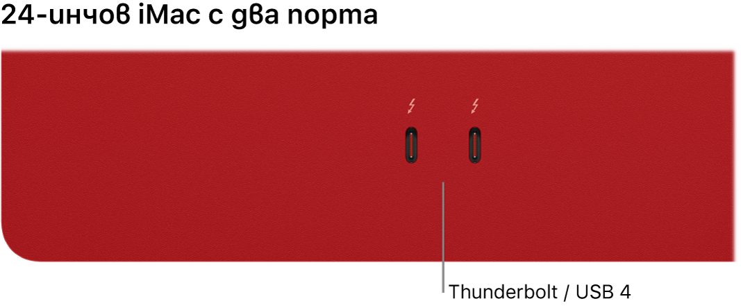 iMac, показващ два Thunderbolt / USB 4 порта.