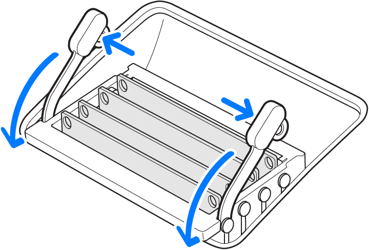 An illustration showing how to release the memory cage.