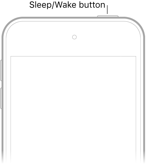 The front of iPod touch with the Sleep/Wake button on the top-right edge.