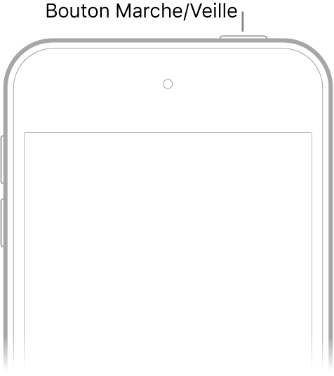 La face avant de l’iPod touch avec le bouton Marche/Veille.
