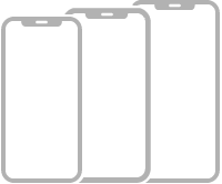 رسم توضيحي يعرض ثلاثة طرز من الـ iPhone مزودة بـ Face ID.