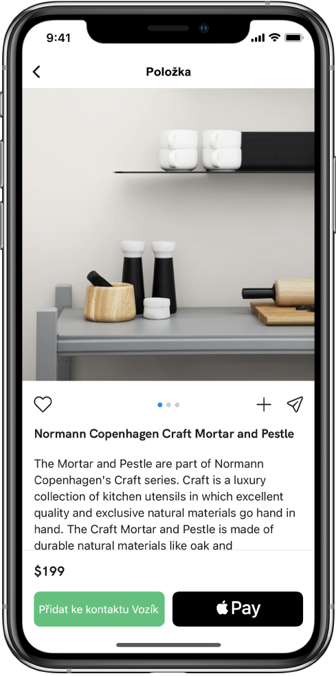 Platební obrazovka aplikace s tlačítkem Koupit s Apple Pay