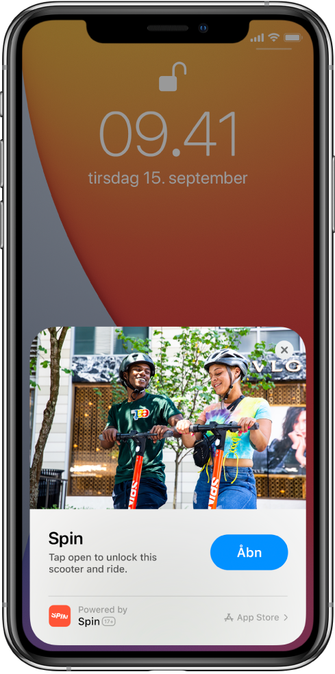 Et appklip, der vises nederst på den låste skærm på iPhone.