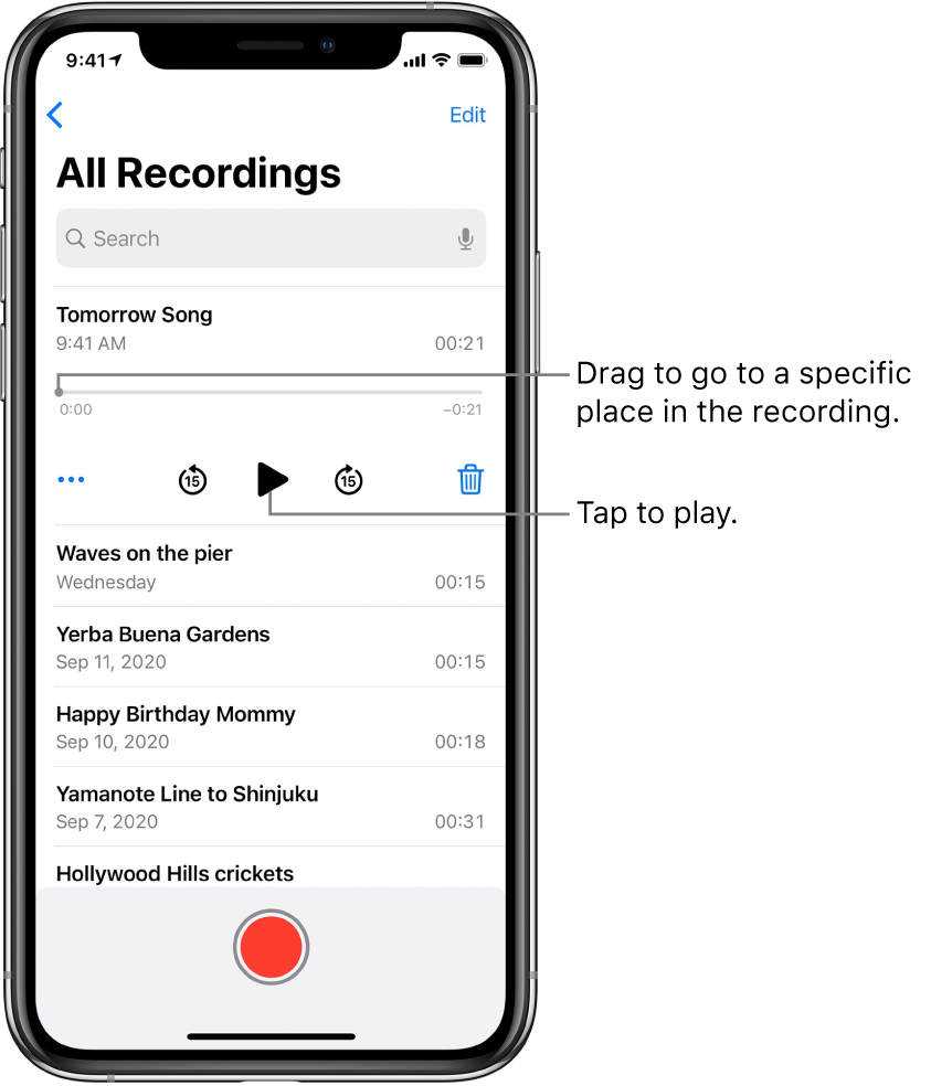 Play A Recording In Voice Memos On Iphone Apple Support