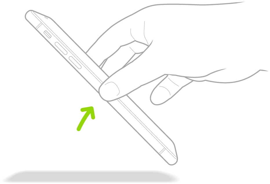 An illustration showing the raise to wake method of waking iPhone.