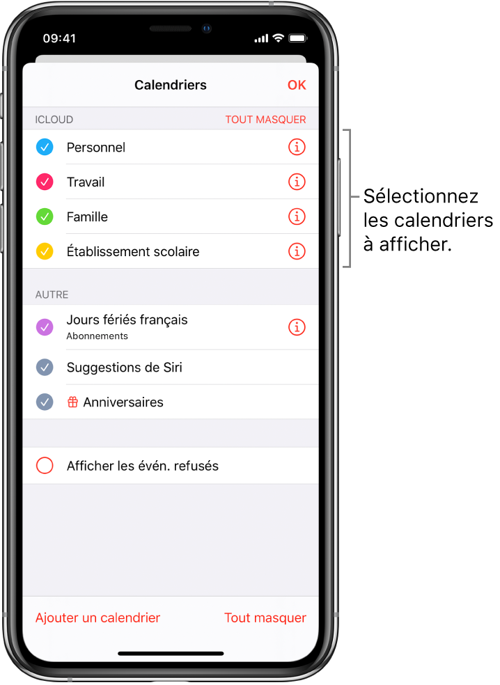 Configurer plusieurs calendriers sur l’iPhone - Assistance Apple