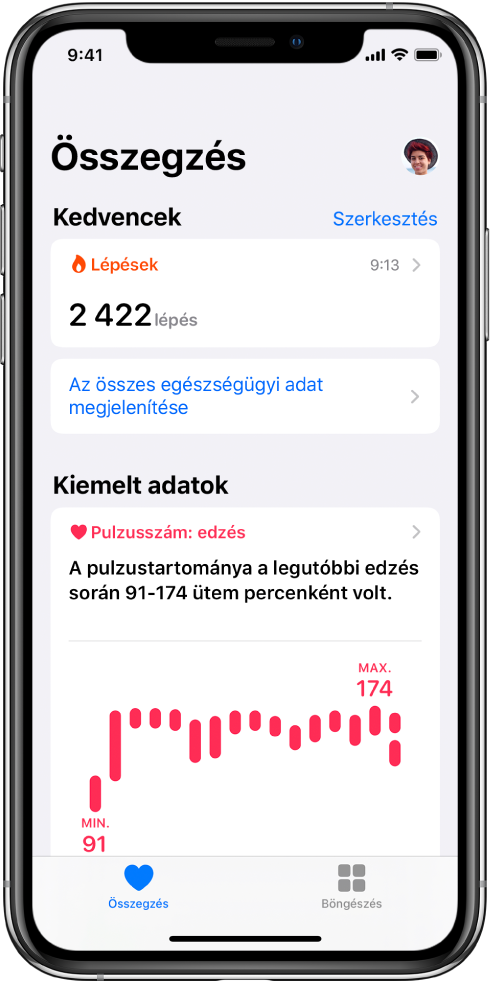 Az egészséggel kapcsolatos funkciók kezelése az Egészség-ellenőrzőlista segítségével az iPhone-on