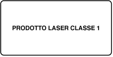 Un'etichetta che riporta la scritta “Prodotto laser Classe 1”.