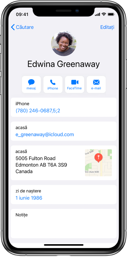 Un număr de telefon cu o virgulă, indicând o pauză de două secunde între cifre și un semn punct și virgulă, indicând faptul că trebuie să oprească formarea până când apăsați din nou Apelați.