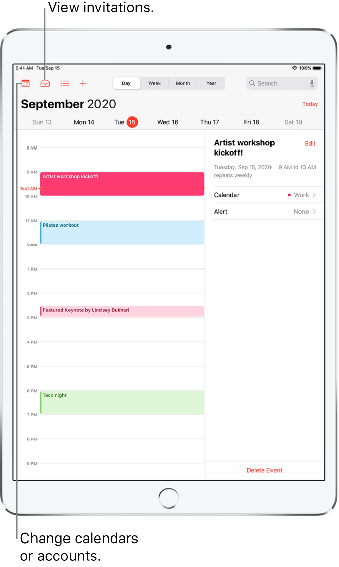 Create and edit events in Calendar on iPad Apple Support