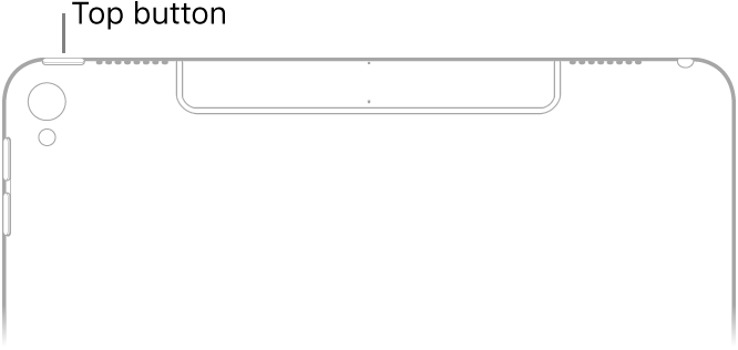 The back of the upper portion of iPad. The top button (or Sleep/Wake button) is on the top edge in the upper-left corner.