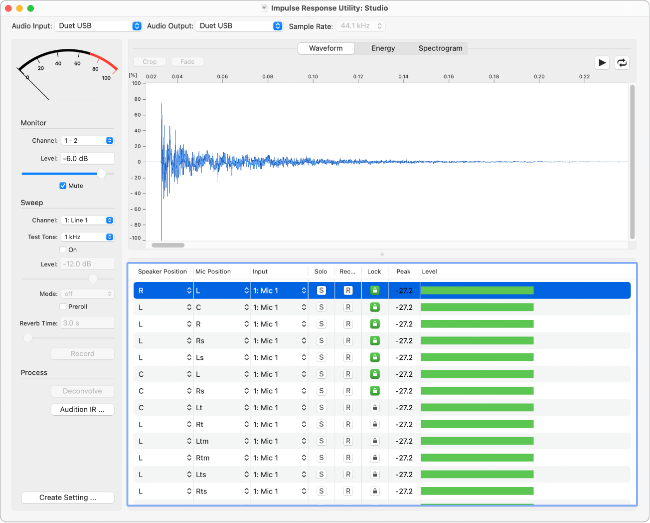 Impulse Response Utility interface.