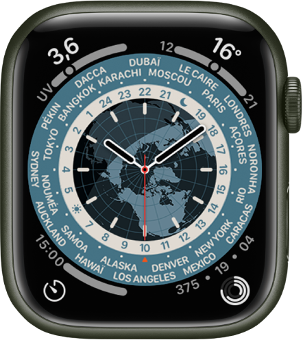Le cadran « Horloge mondiale ».