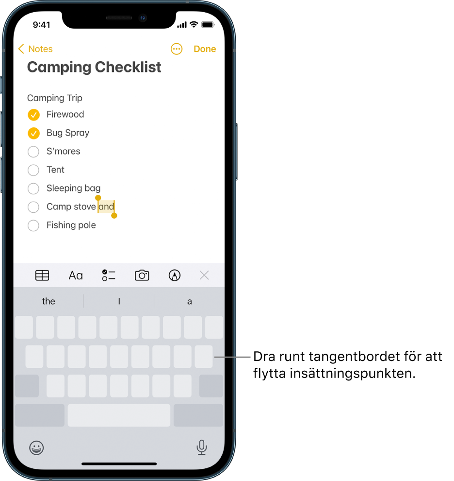 Skriva med tangentbordet på skärmen på iPhone - Apple-support (SE)