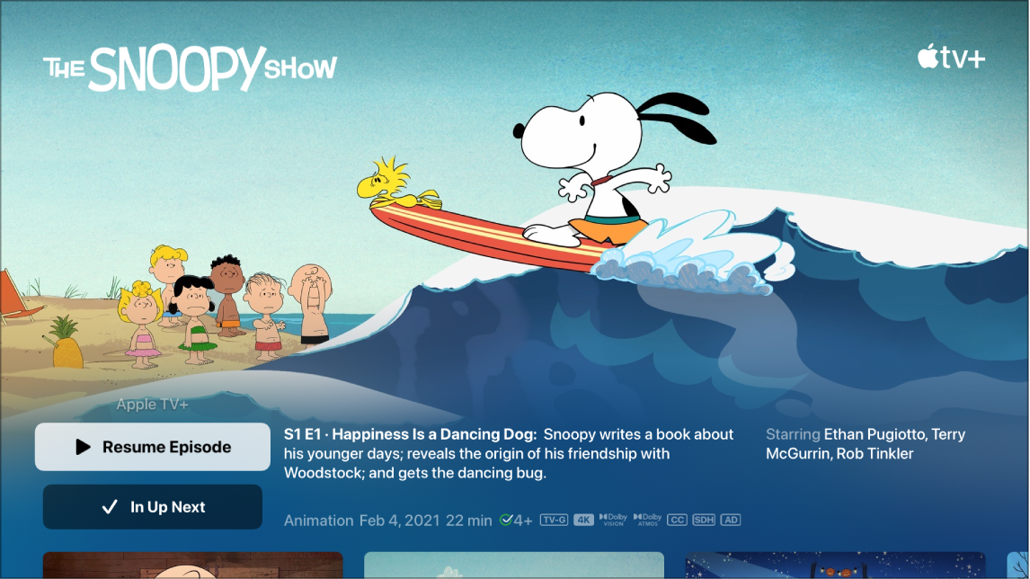 Obrazovka s informáciami o TV seriáloch