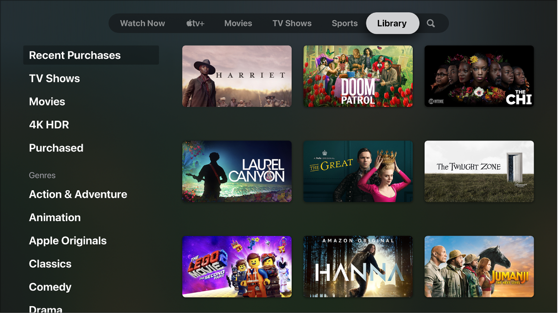 Apple Tv Appの ライブラリ Apple サポート 日本