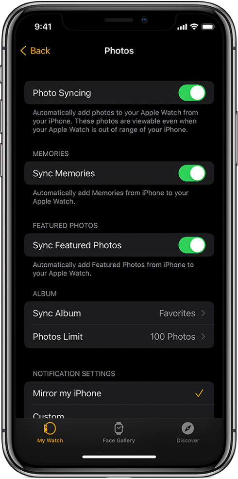 Choose A Photo Album And Manage Storage On Apple Watch Apple Support